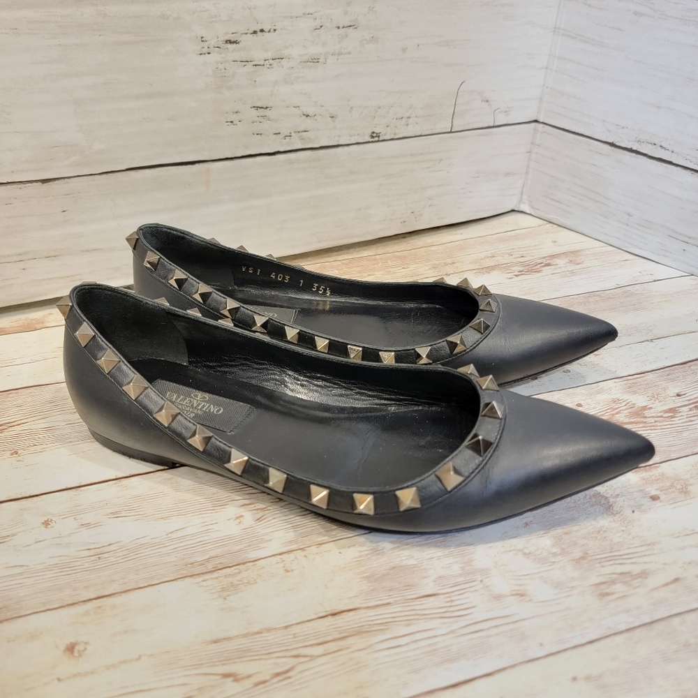 Valentino Nior black leather rockstud flats - Picture 4 of 14